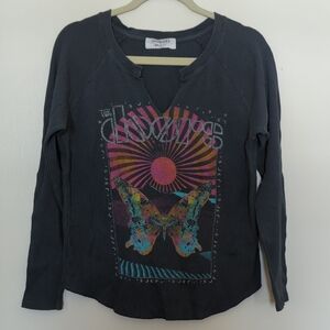 Daydreamer For Free People Blue Waffle Knit Top